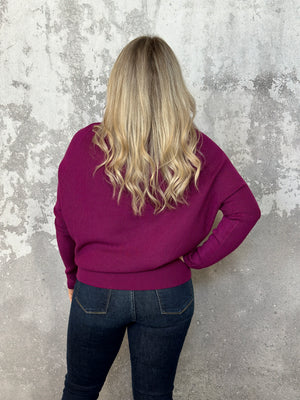 The KJ Dolman Ottoman Sweater - Plum (M/L LEFT)