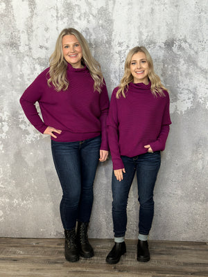 The KJ Dolman Ottoman Sweater - Plum (M/L LEFT)