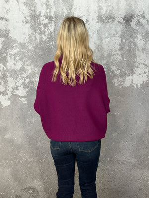 The KJ Dolman Ottoman Sweater - Plum (M/L LEFT)