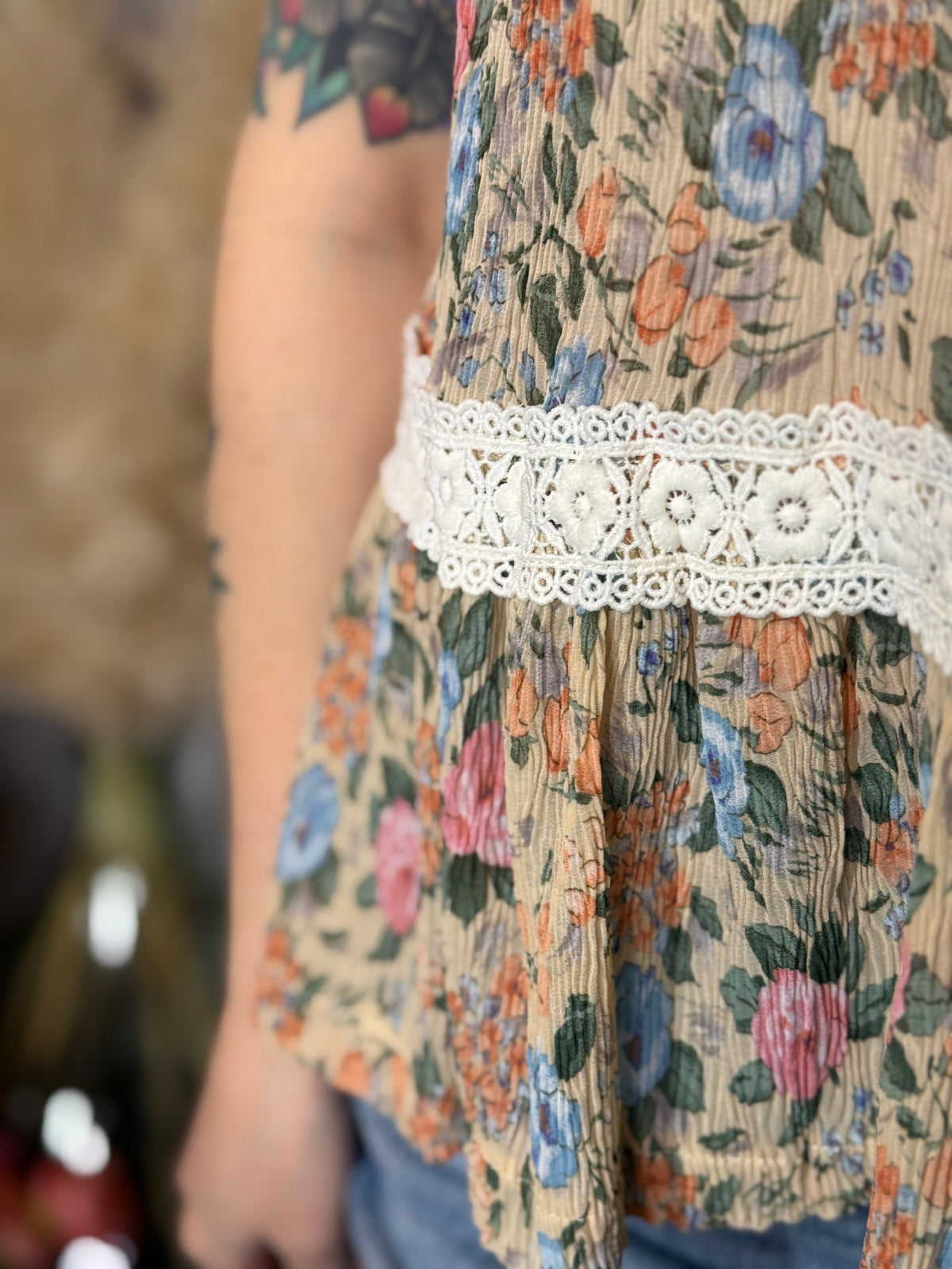 Peach/Blue Floral Tank