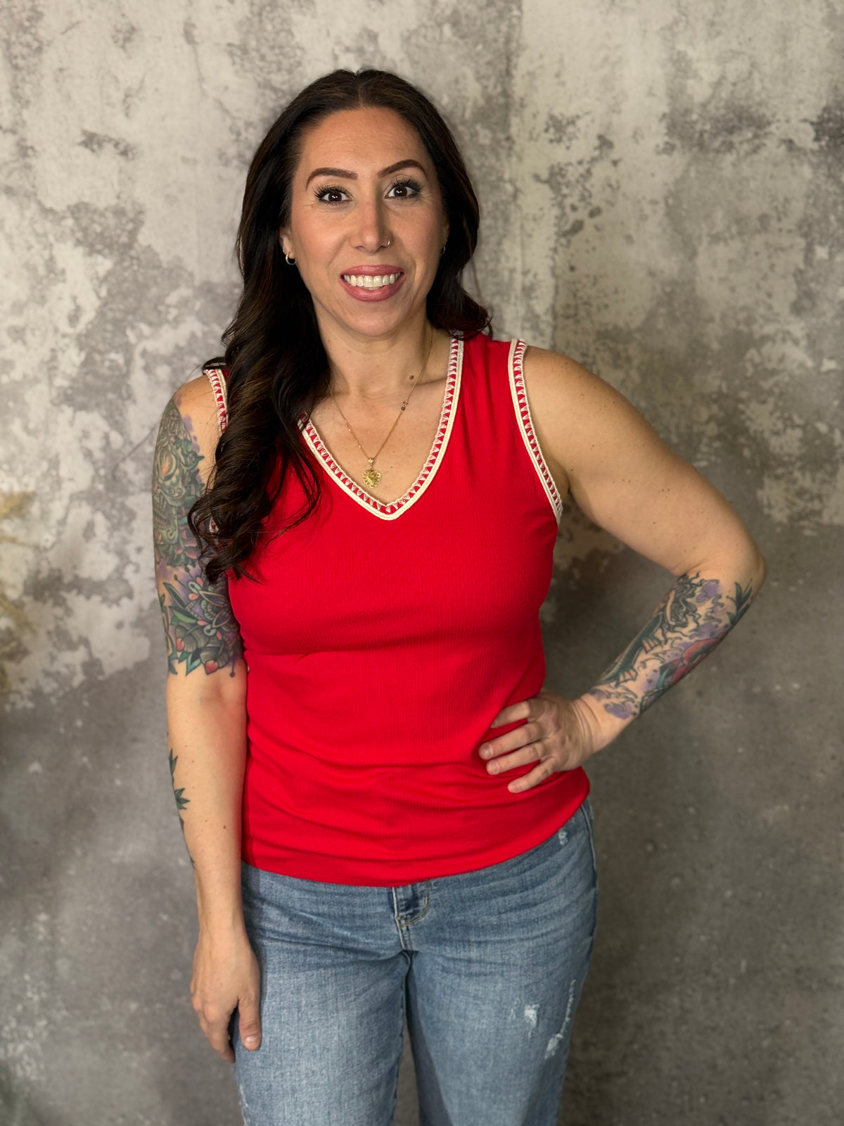 The Hailey Tank - Red (Small - 3X)
