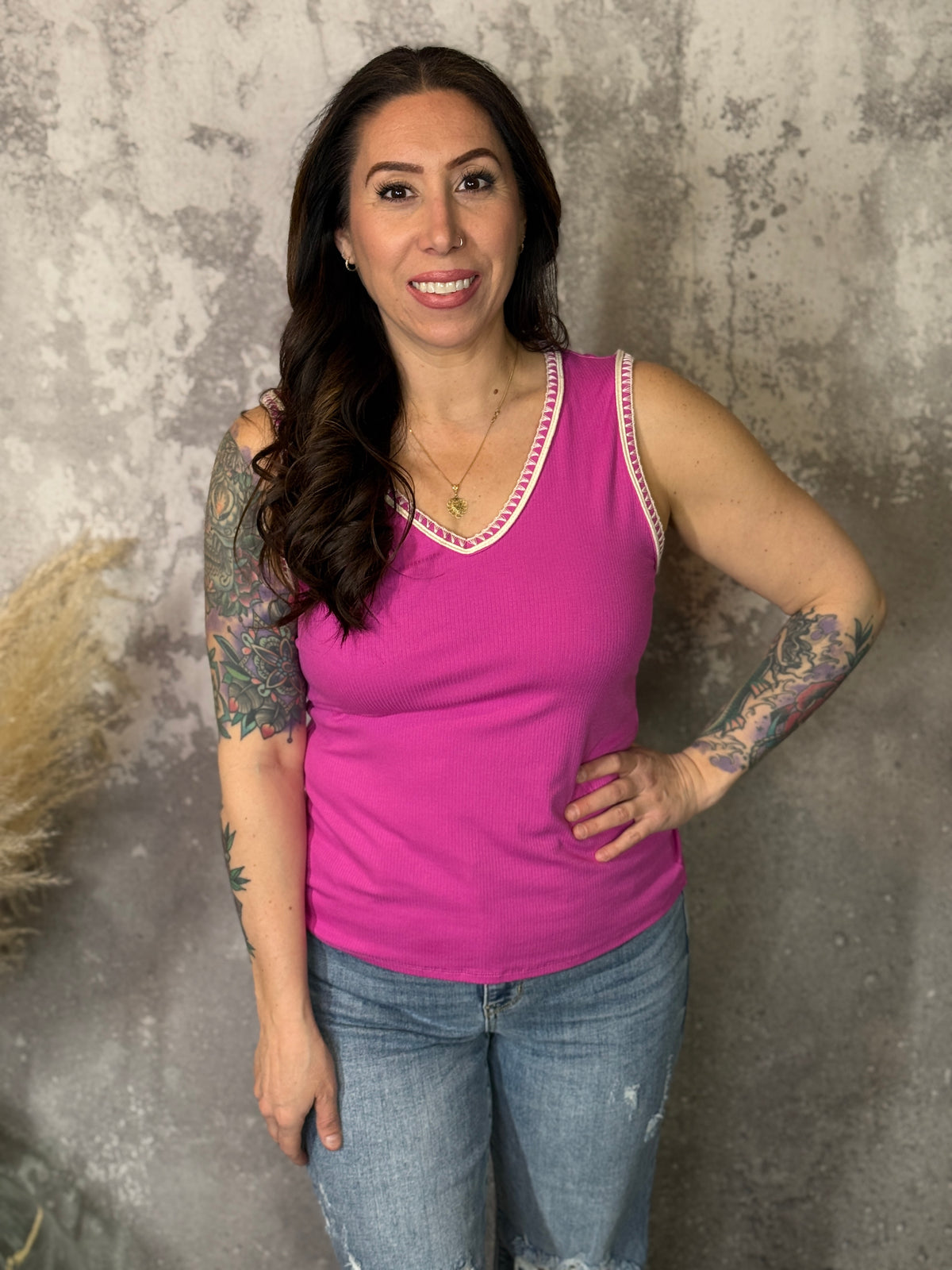The Hailey Tank - Magenta (Small - 3X)