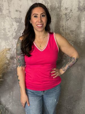 The Hailey Tank - Hot Pink (Small - 3X)