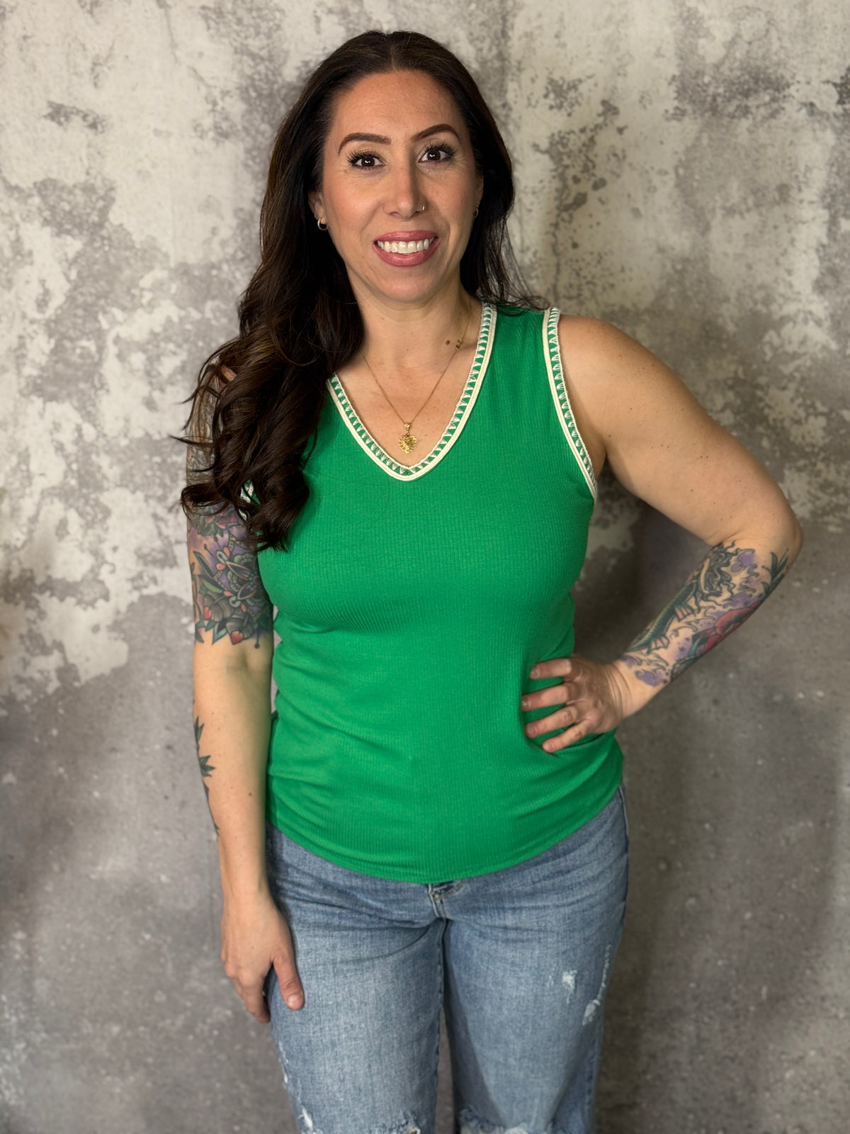 The Hailey Tank - Green (Small - 3X)