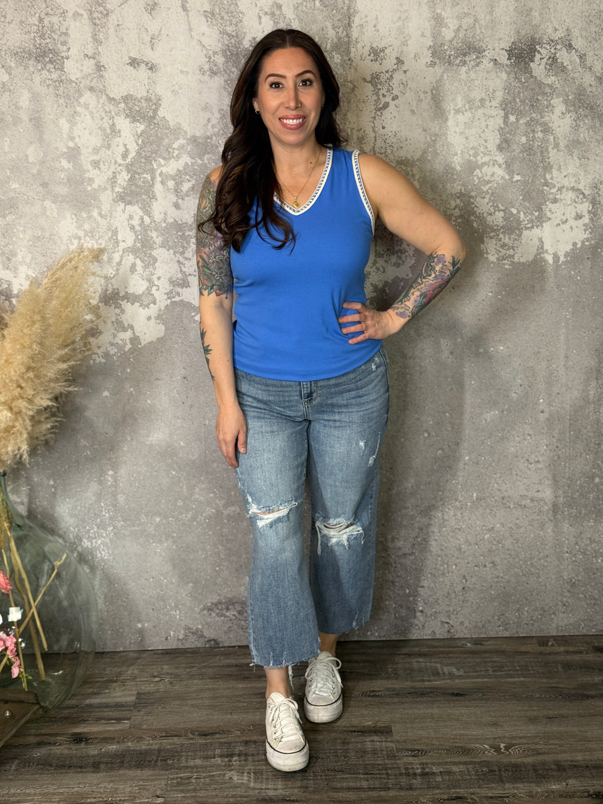 The Hailey Tank - Blue (Small - 3X)