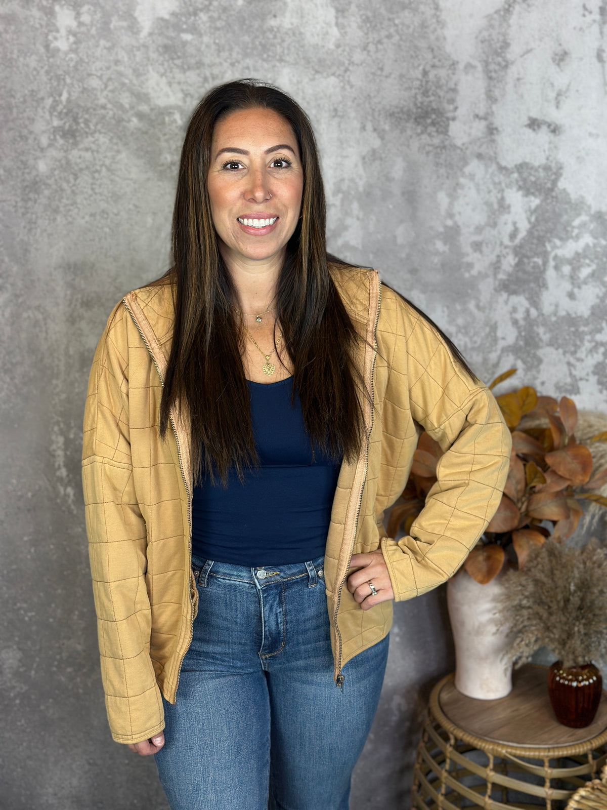 Vintage Wash Quilted Jacket - Camel (Small - 3X)