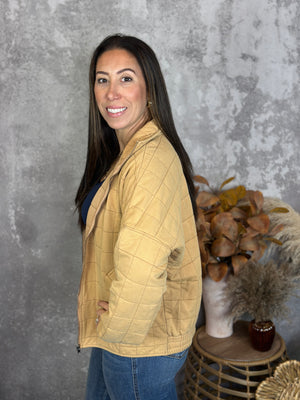 Vintage Wash Quilted Jacket - Camel (Small - 3X)