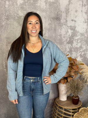 Vintage Wash Quilted Jacket - Denim Blue (Small - 3X)