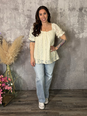 Cream Lace Top