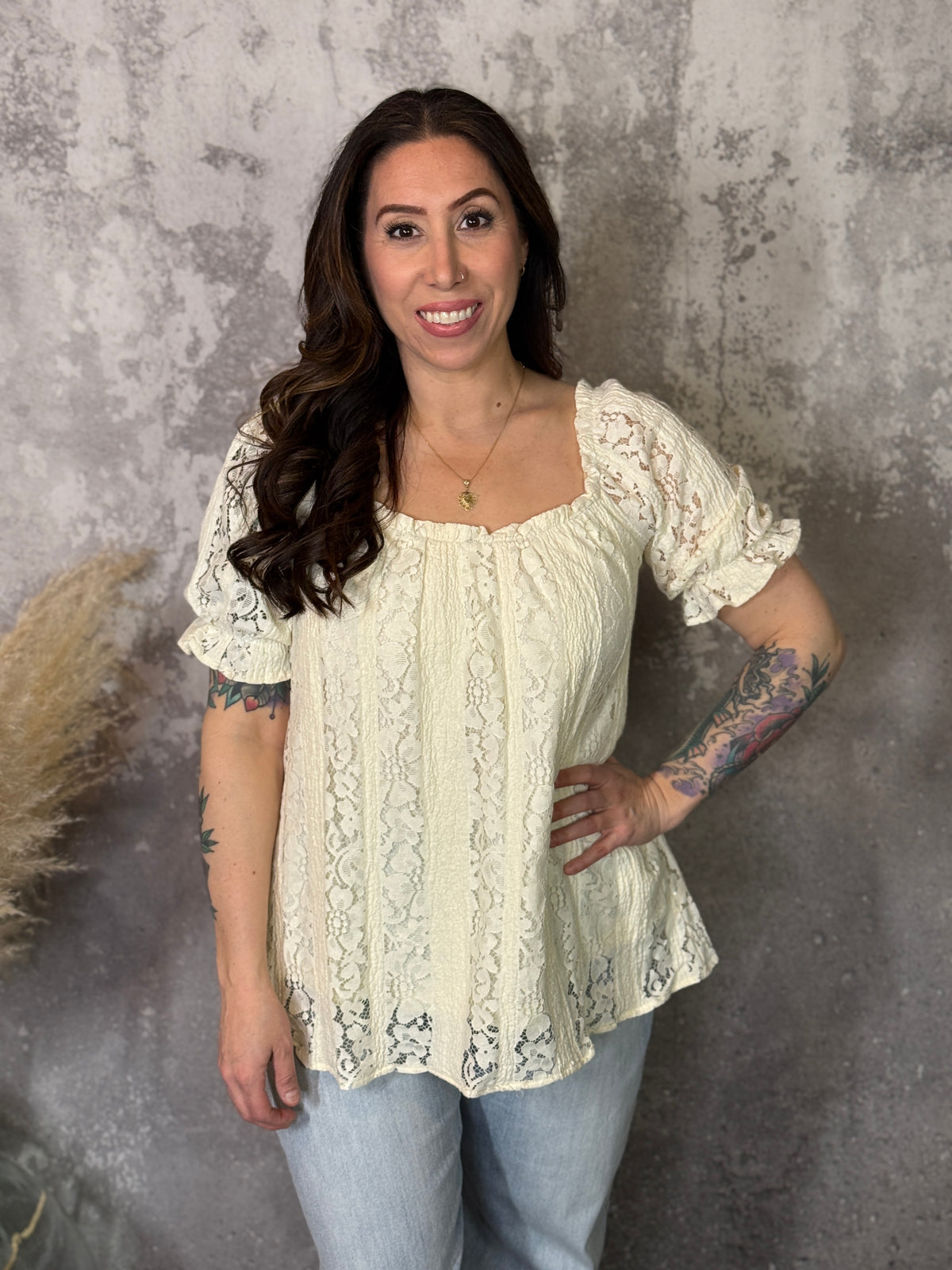 Cream Lace Top