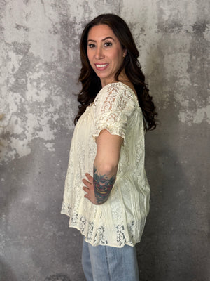 Cream Lace Top