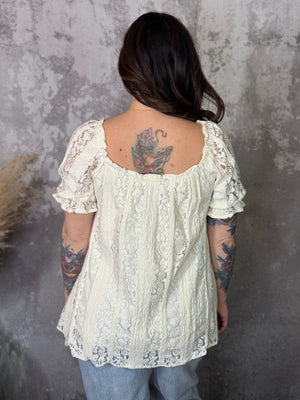 Cream Lace Top