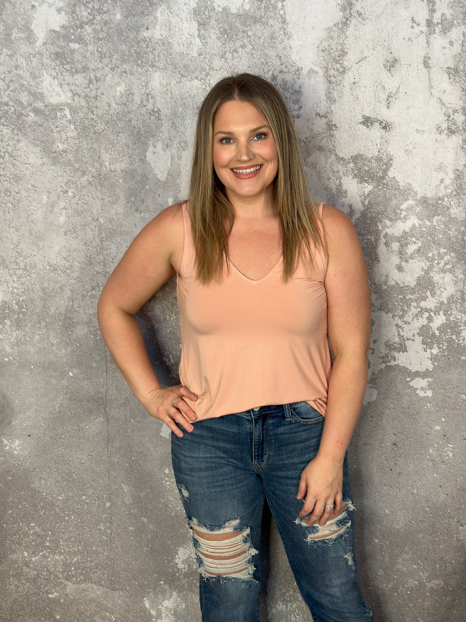 The Olivia Tank - Apricot - FINAL SALE