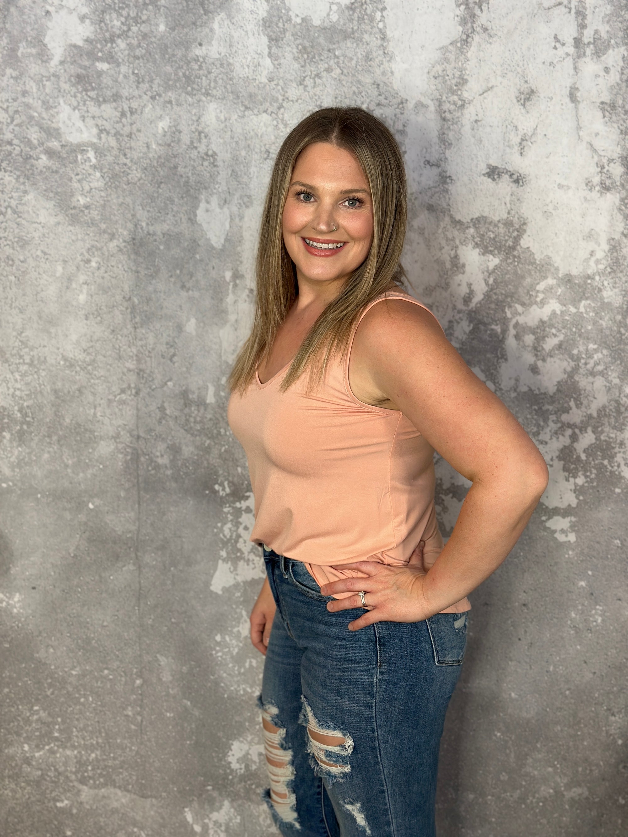 The Olivia Tank - Apricot - FINAL SALE