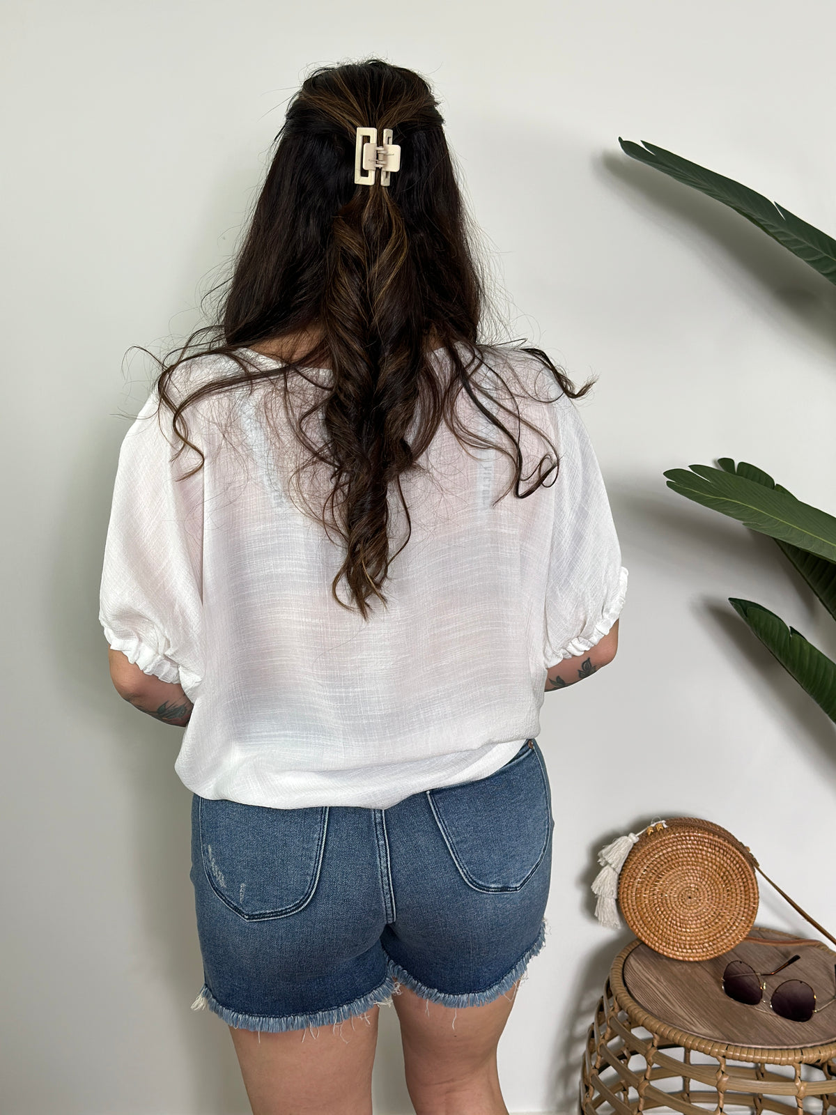 White Dolman Short Sleeve Top (Small - 2X)