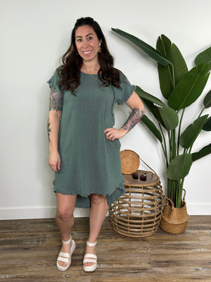 Sage Linen Dress