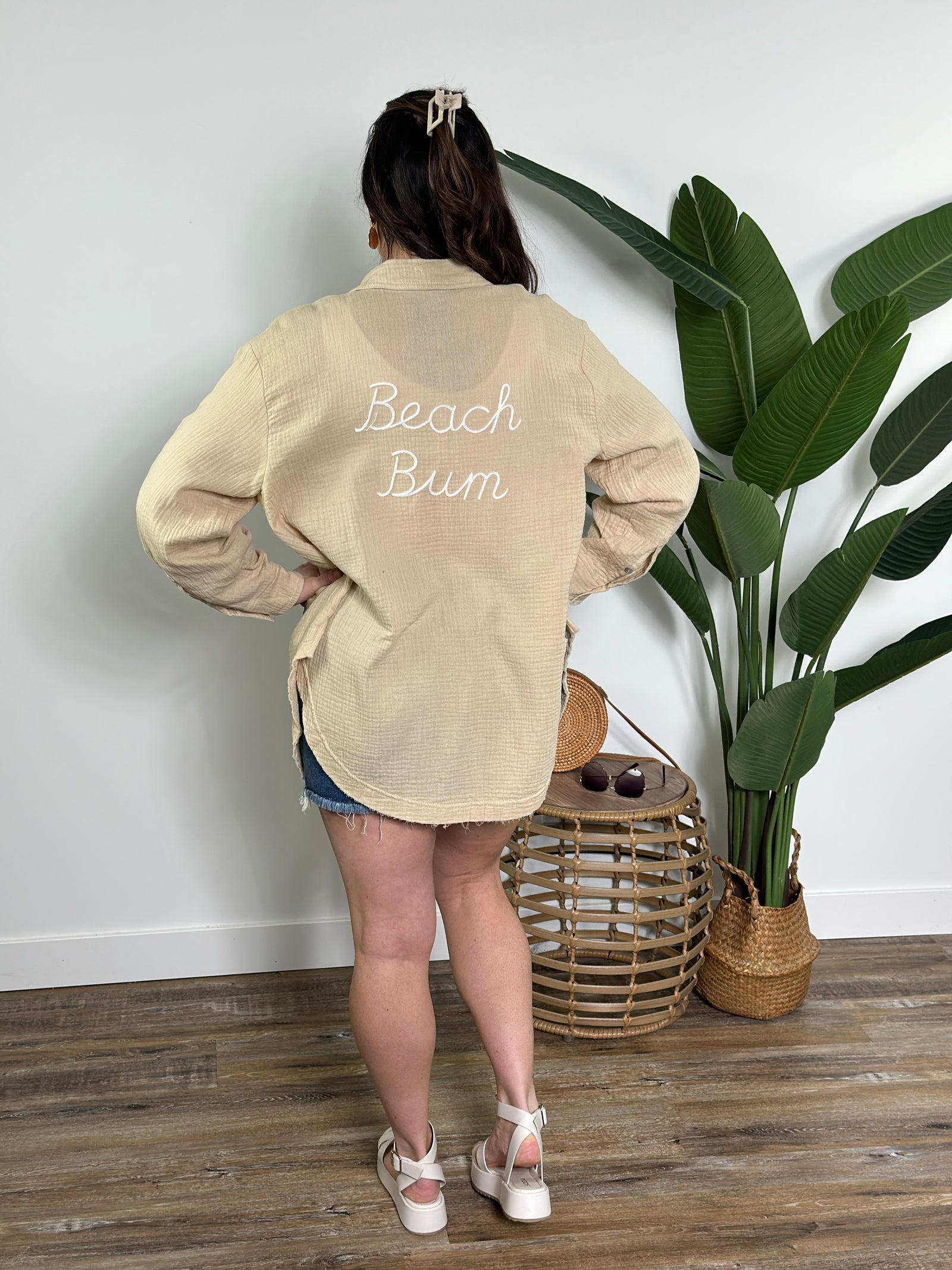 Beach Bum Gauze Button Up Top