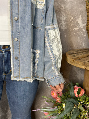 Denim Lace Combo Lightweight Shacket