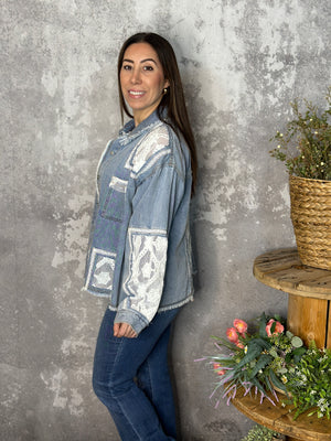 Denim Lace Combo Lightweight Shacket