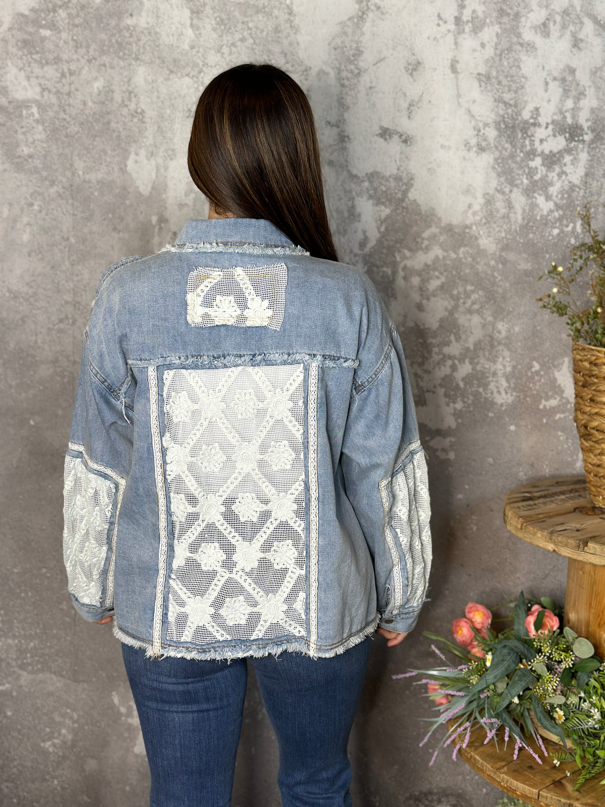 Denim Lace Combo Lightweight Shacket