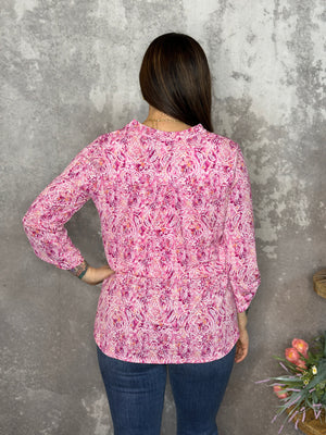 The Wrinkle Free Lizzie Top - Pink Paisley  (Small - 3X)