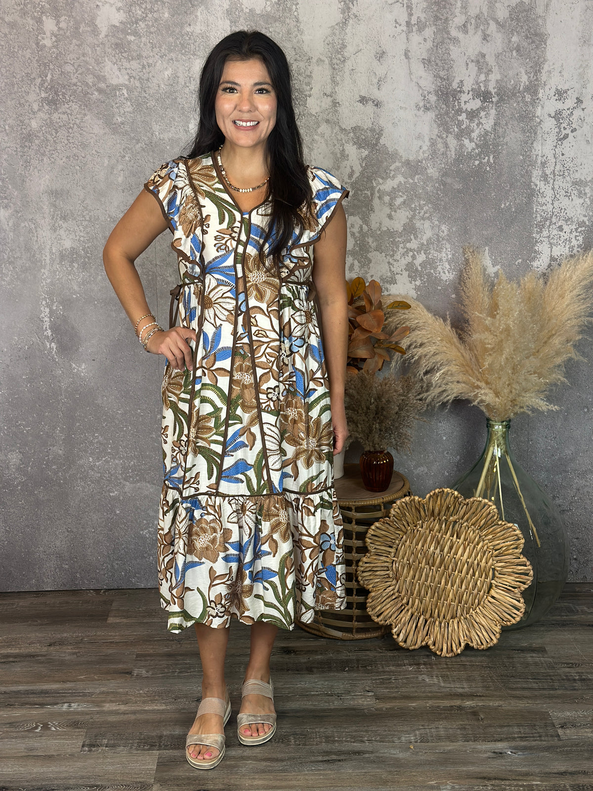 The Leni Cream Floral Maxi Dress (Small - 3X)
