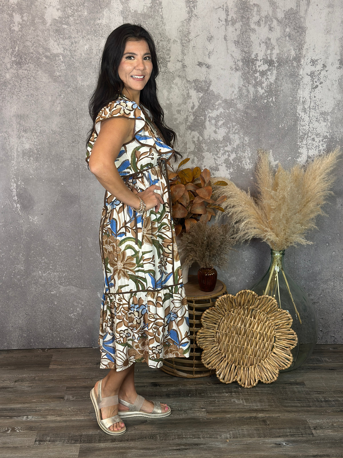 The Leni Cream Floral Maxi Dress (Small - 3X)