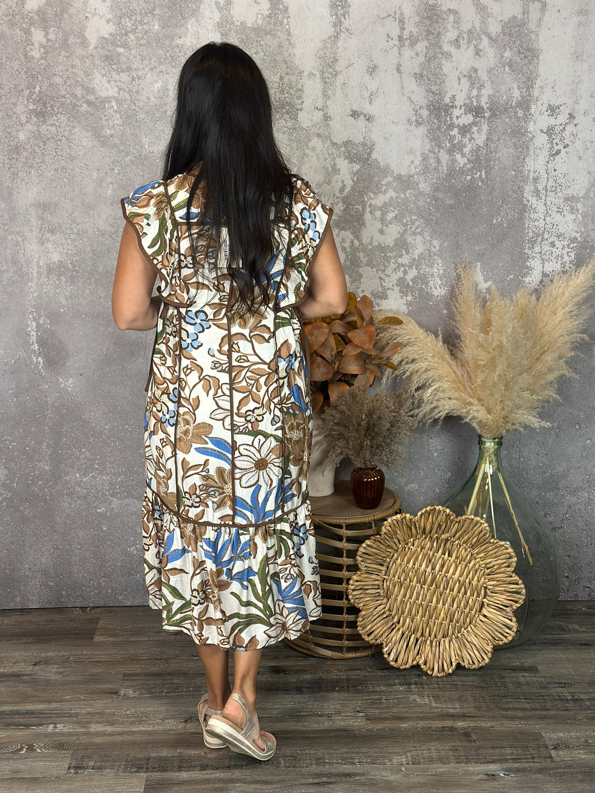 The Leni Cream Floral Maxi Dress (Small - 3X)