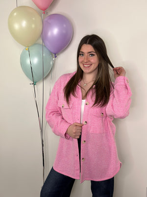 Lightweight Textured Shacket - Pink - (Small - 3X)