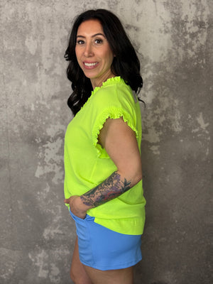 Micro Ruffle Airflow Tank - Neon Green