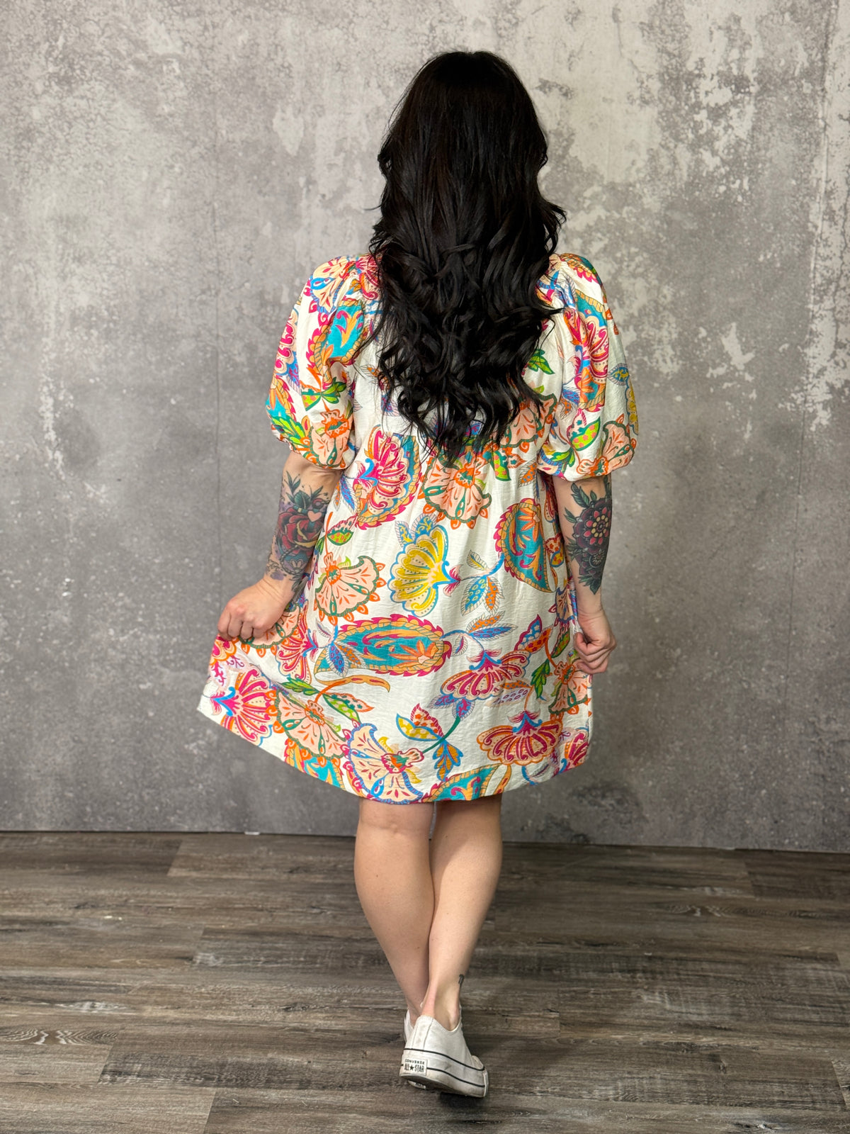 Cream Mix Floral Dress (Small - 2X)