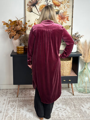 Velvet Duster/Dress - Wine FINAL SALE