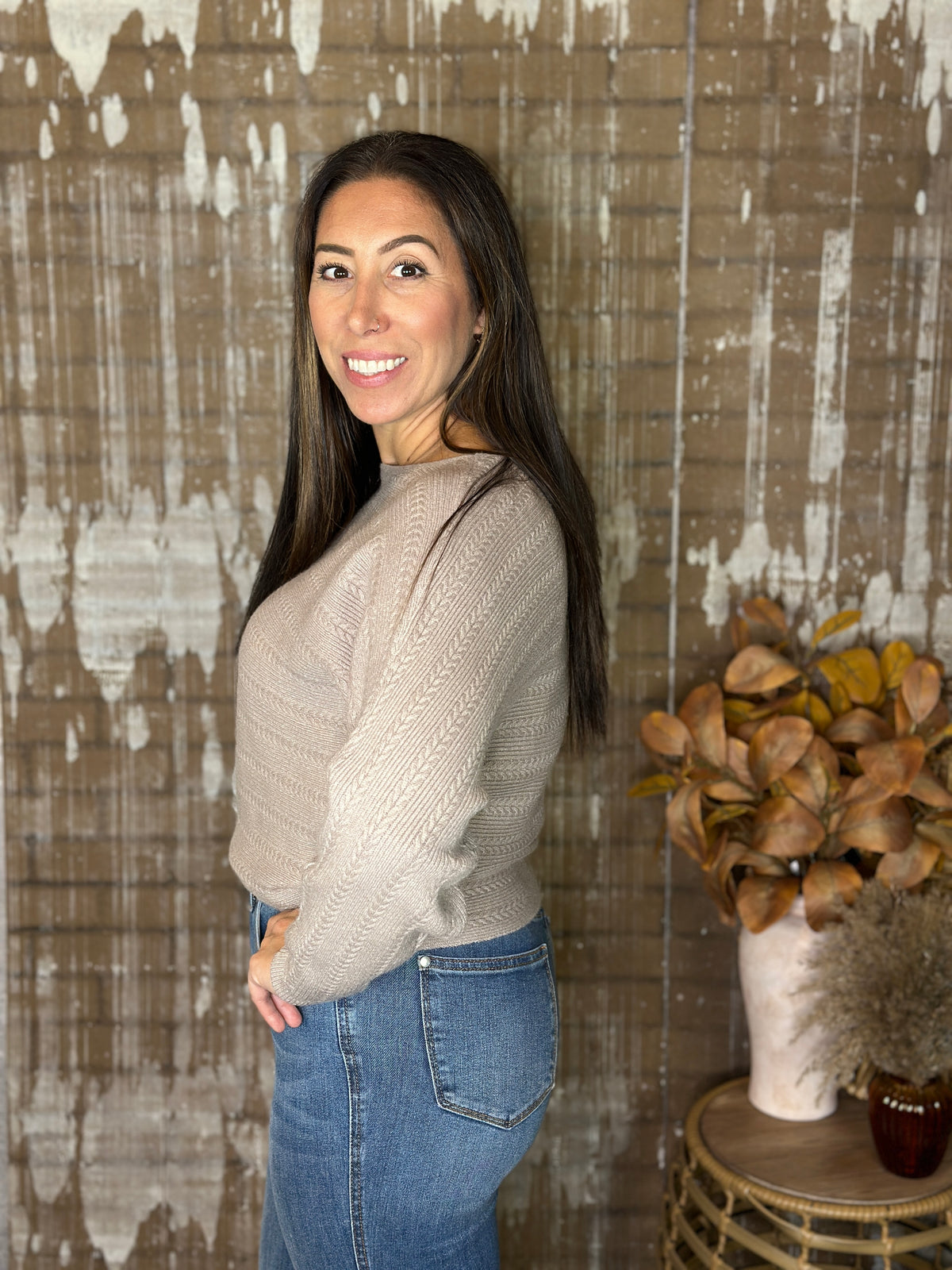 Braided Ribbed Lightweight Sweater