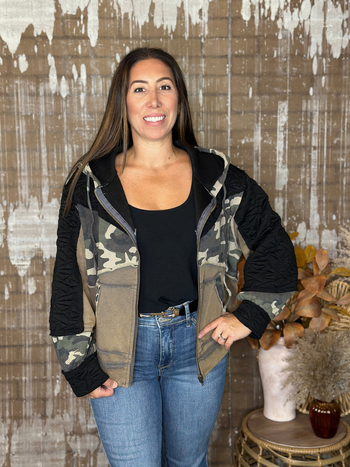 Quilted Camo Sweatshirt Hoodie
