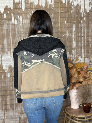 Quilted Camo Sweatshirt Hoodie