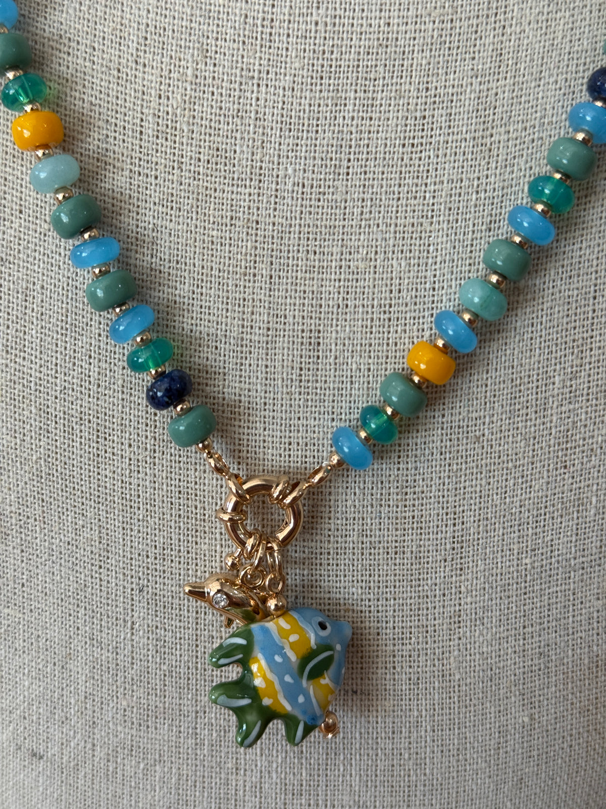 Fish /Dolphin Charm Beaded Necklace