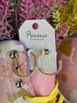 Gold and Pearl Hoop Earring