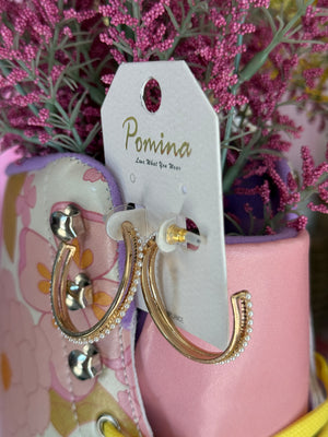 Gold and Pearl Hoop Earring
