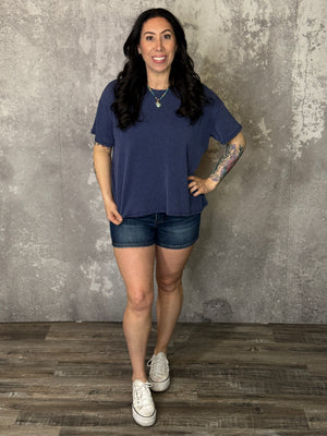 Shift Soft Ribbed Top - Navy