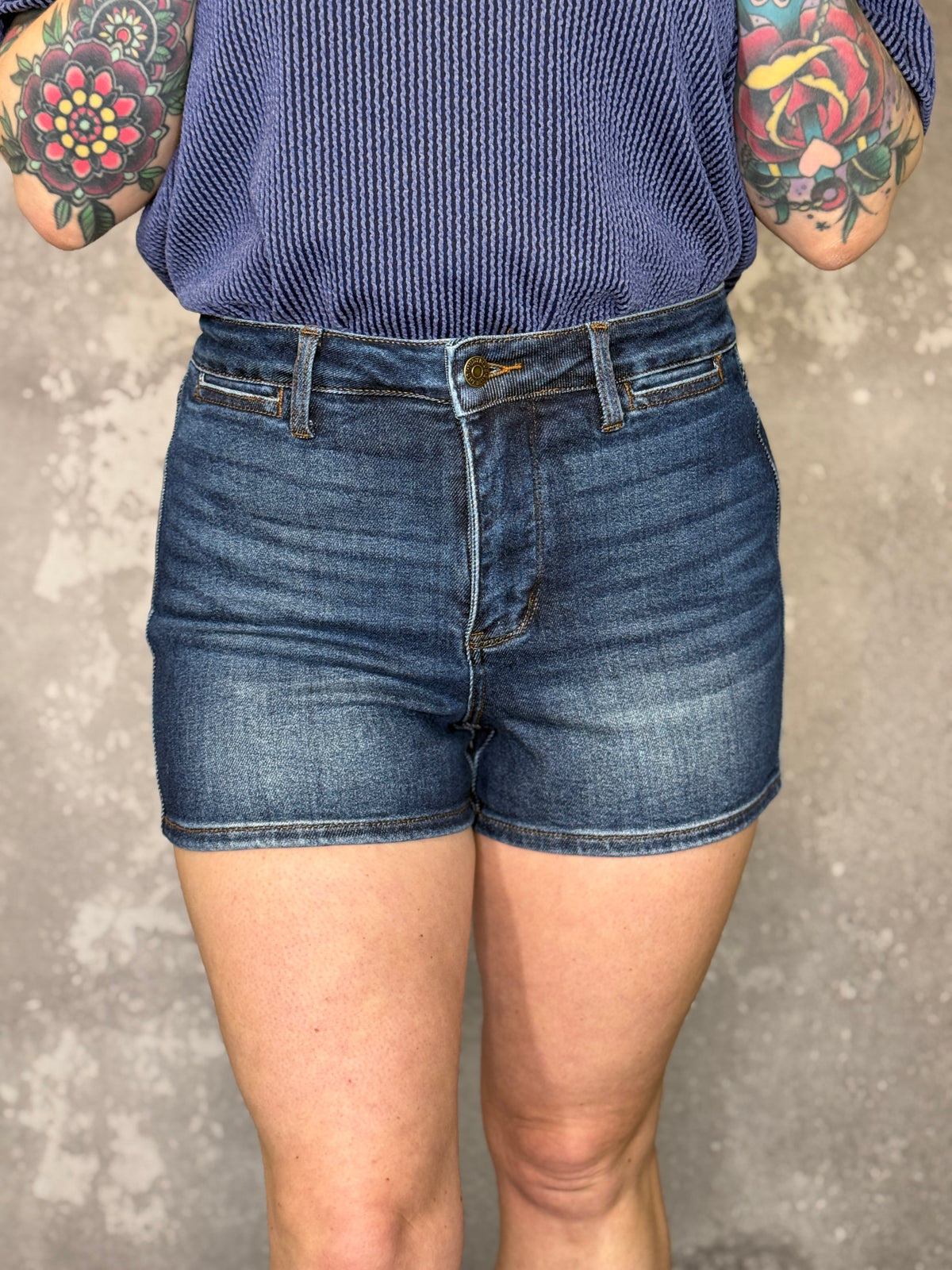 Judy Blue Dark Wash Tummy Control Short (S - 3X)