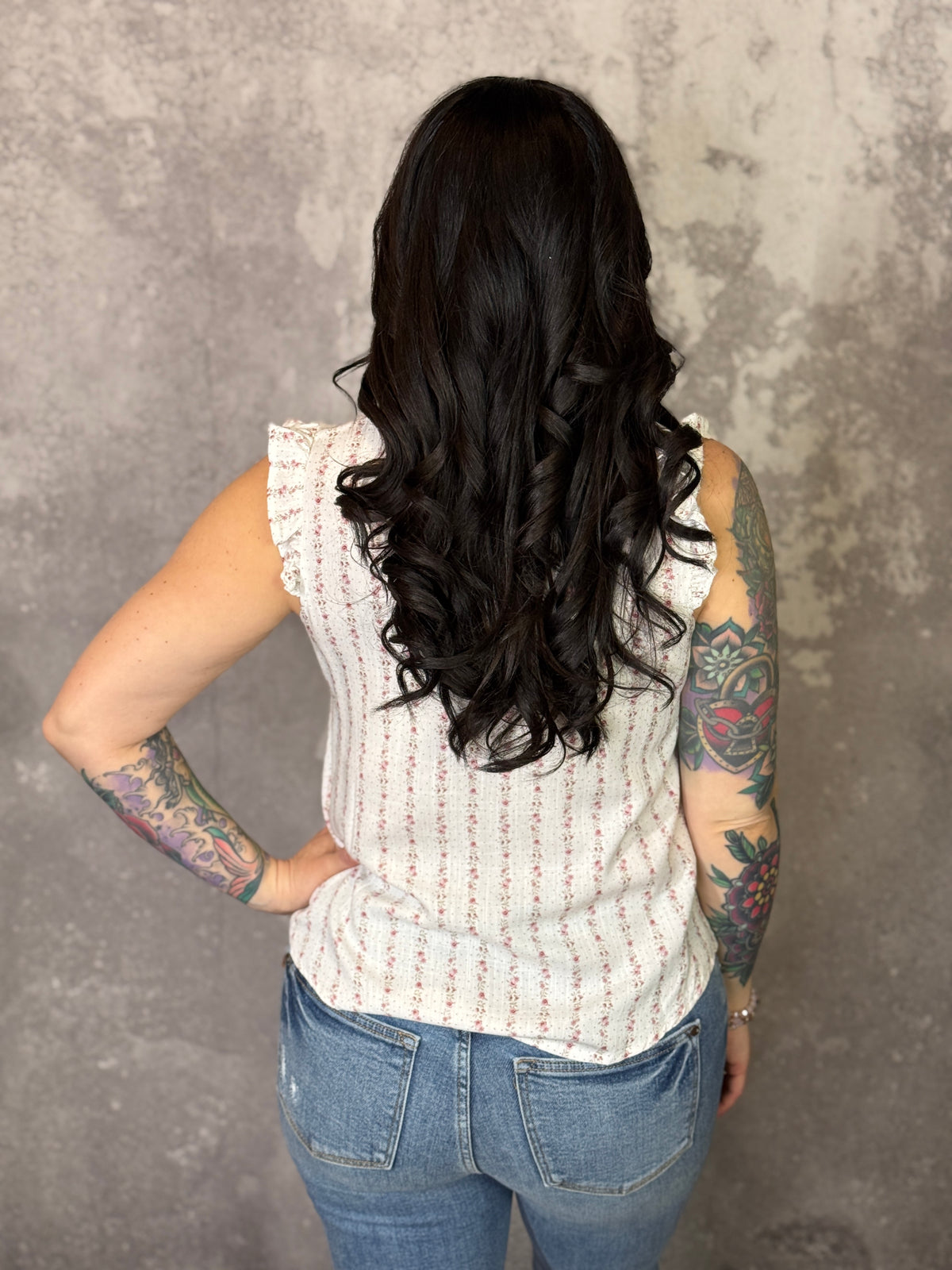 Dainty Blush Ruffle Sleeve Tank (Small - 3X)