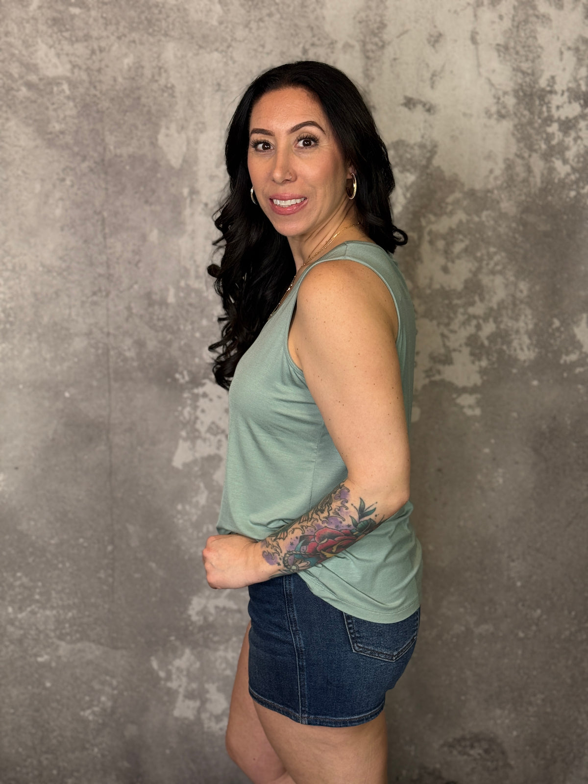 The Tori Tank - Moss Green (Small - 3X)