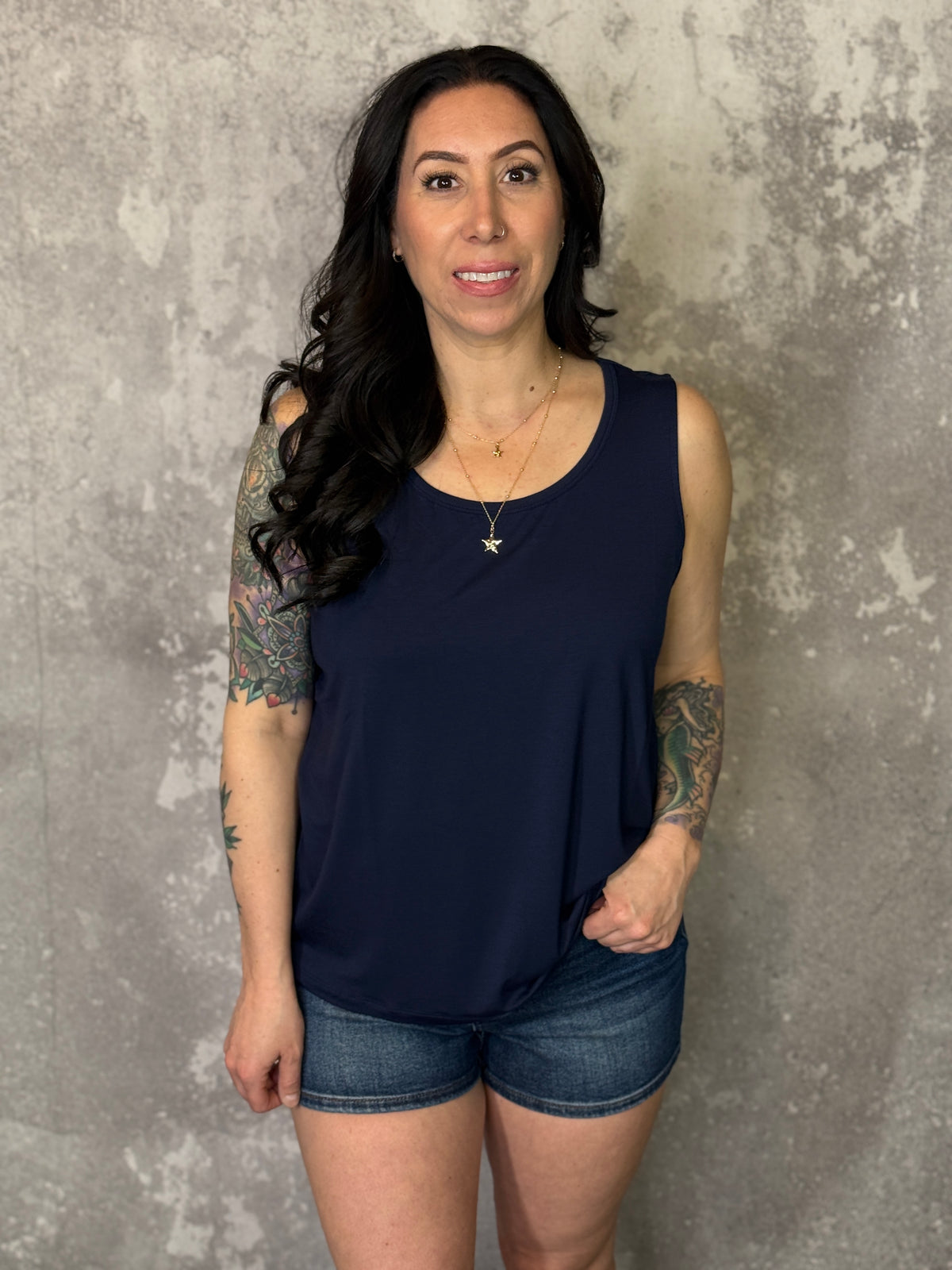 The Tori Tank - Navy (Small - 3X)