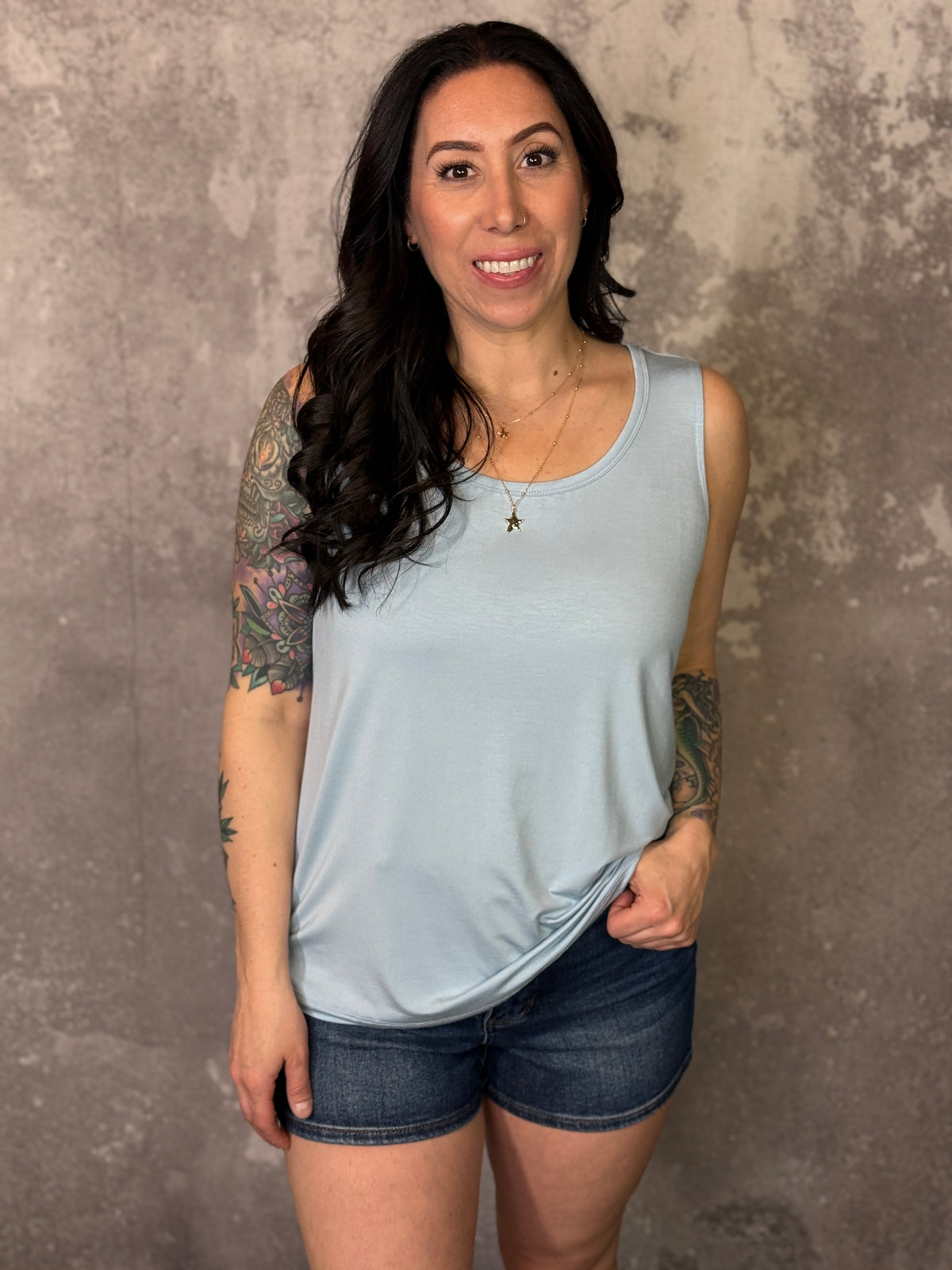 The Tori Tank - Light Blue (Small - 3X)