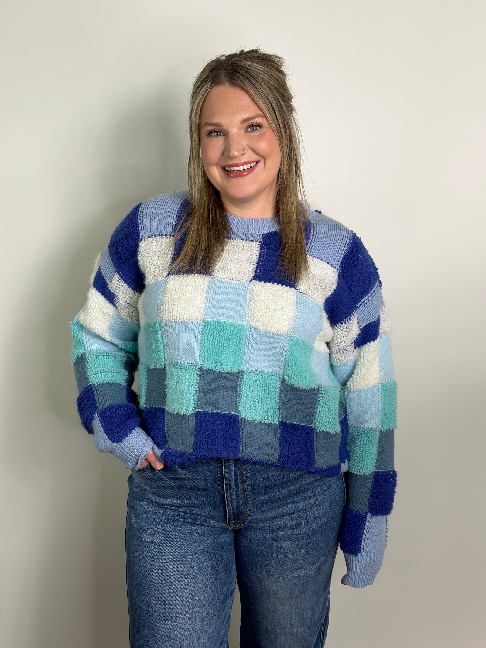 Multi Blue Check Sweater