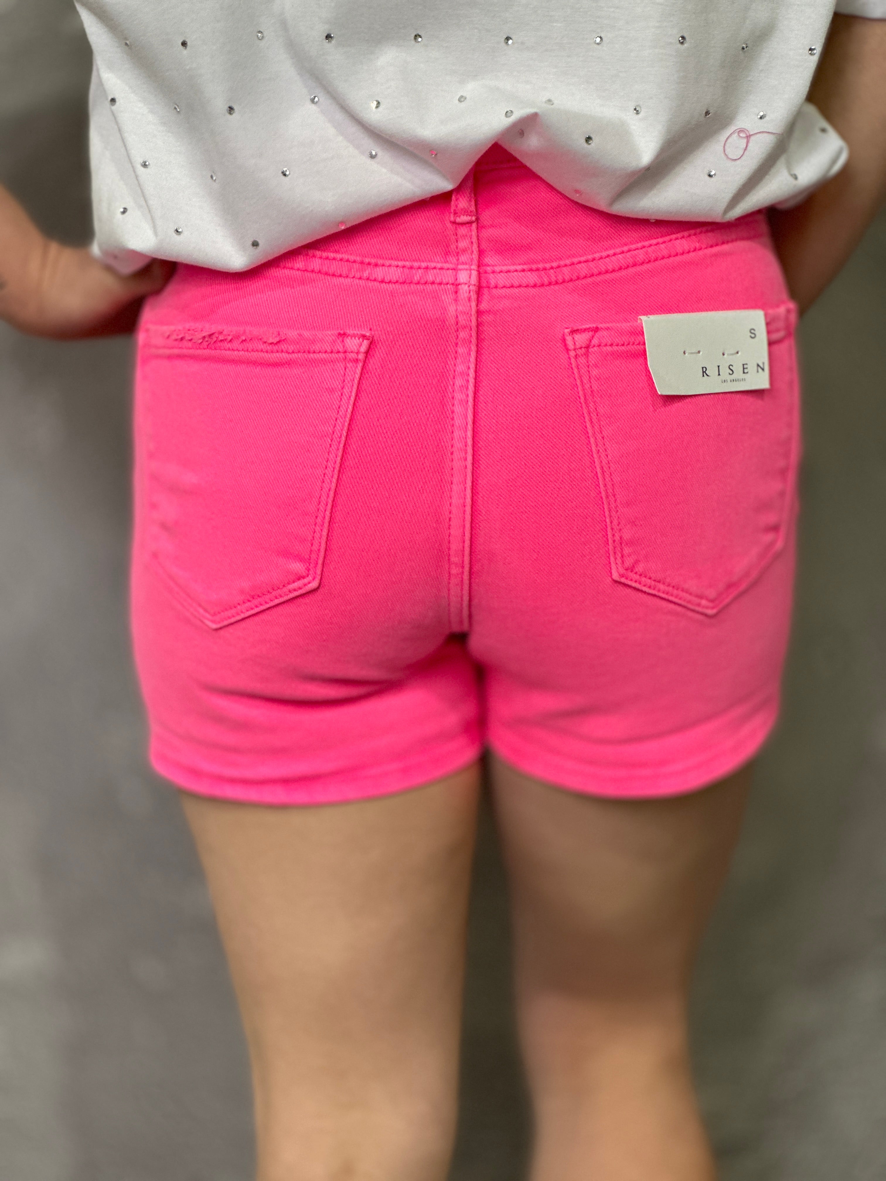 Neon Risen Cuffed Bottom Shorts - Pink(Small - 3X) - The Pink