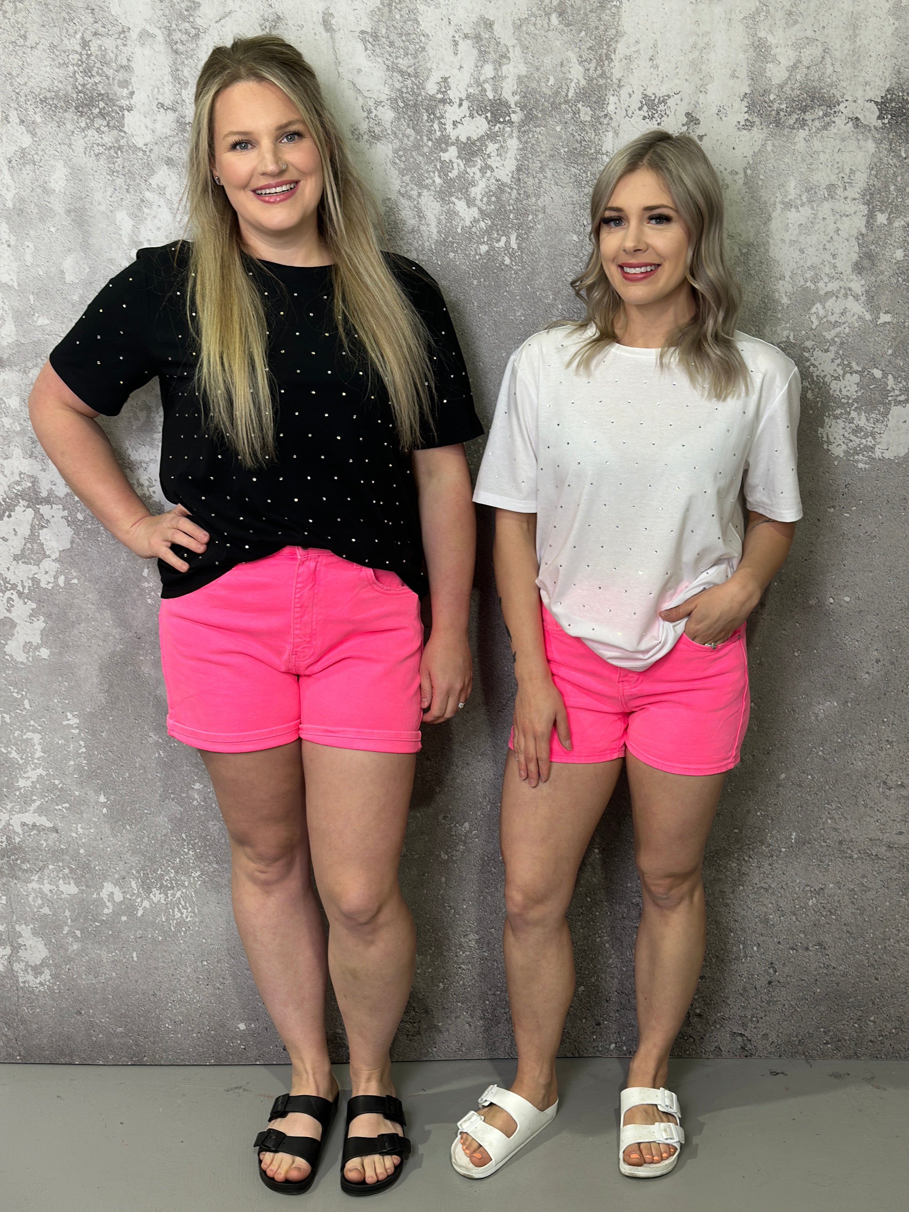 Neon Risen Cuffed Bottom Shorts - Pink(Small - 3X) - The Pink