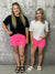 Neon Risen Cuffed Bottom Shorts - Pink(Small - 3X)