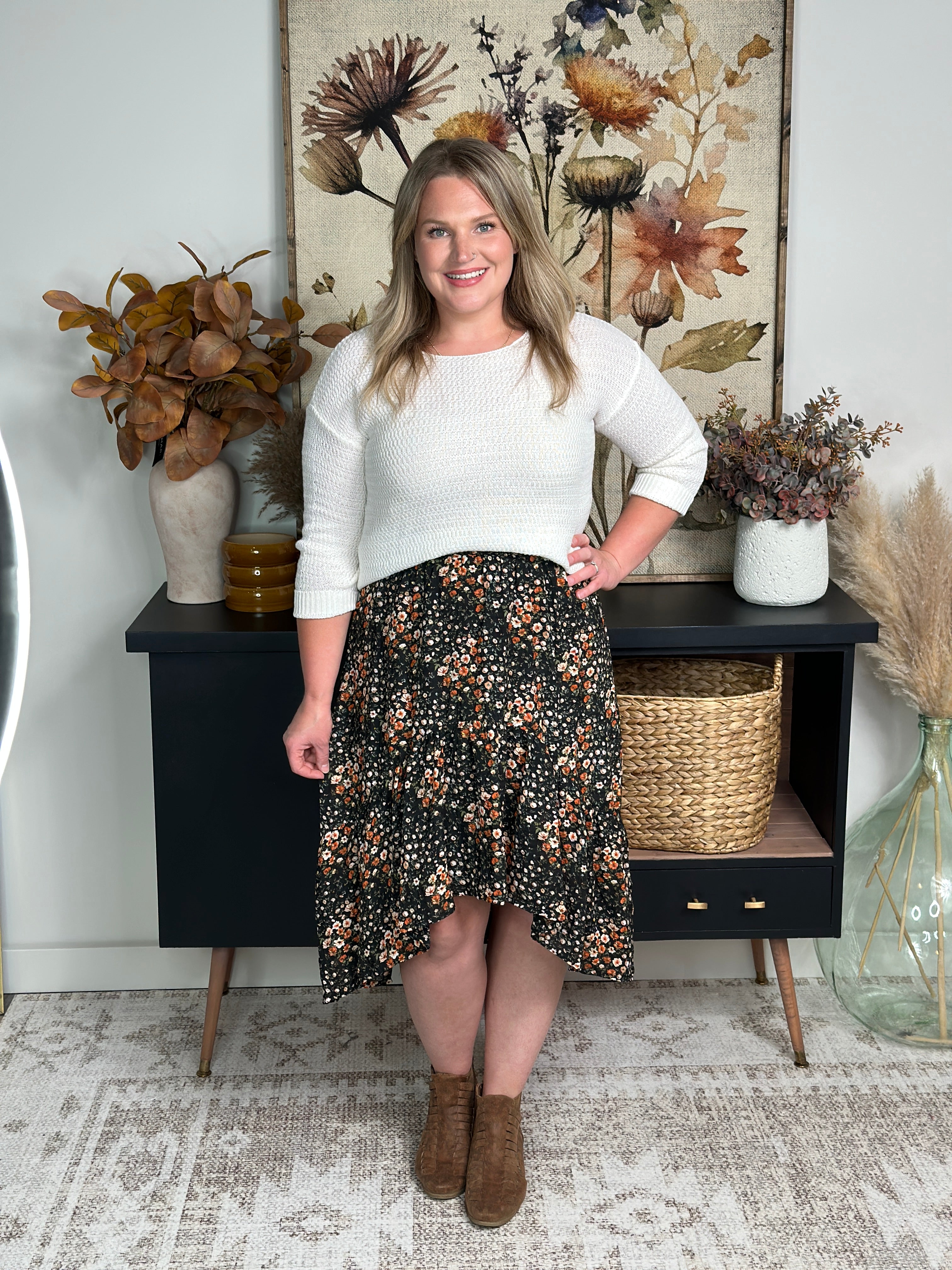 high low skirt and top