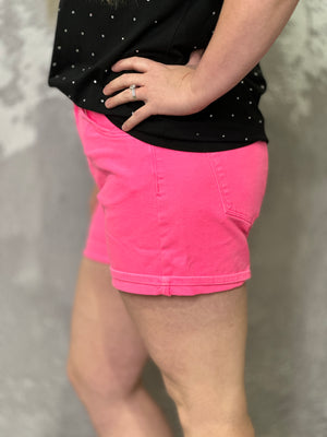 Neon Risen Cuffed Bottom Shorts - Pink(Small - 3X)
